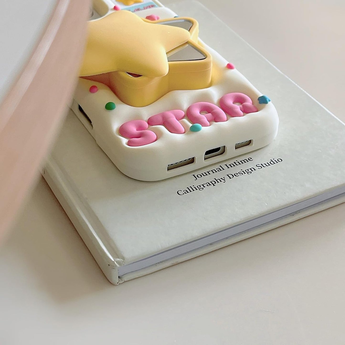 for iPhone 16 Pro Max Case 3D Cute Stars Silicone Cover with 3D Star Pop-Up Mirror Stand and Grip Phone Case Kids Girls Soft Protective Shockproof TPU Cover for iPhone 16 Pro Max-Yellow