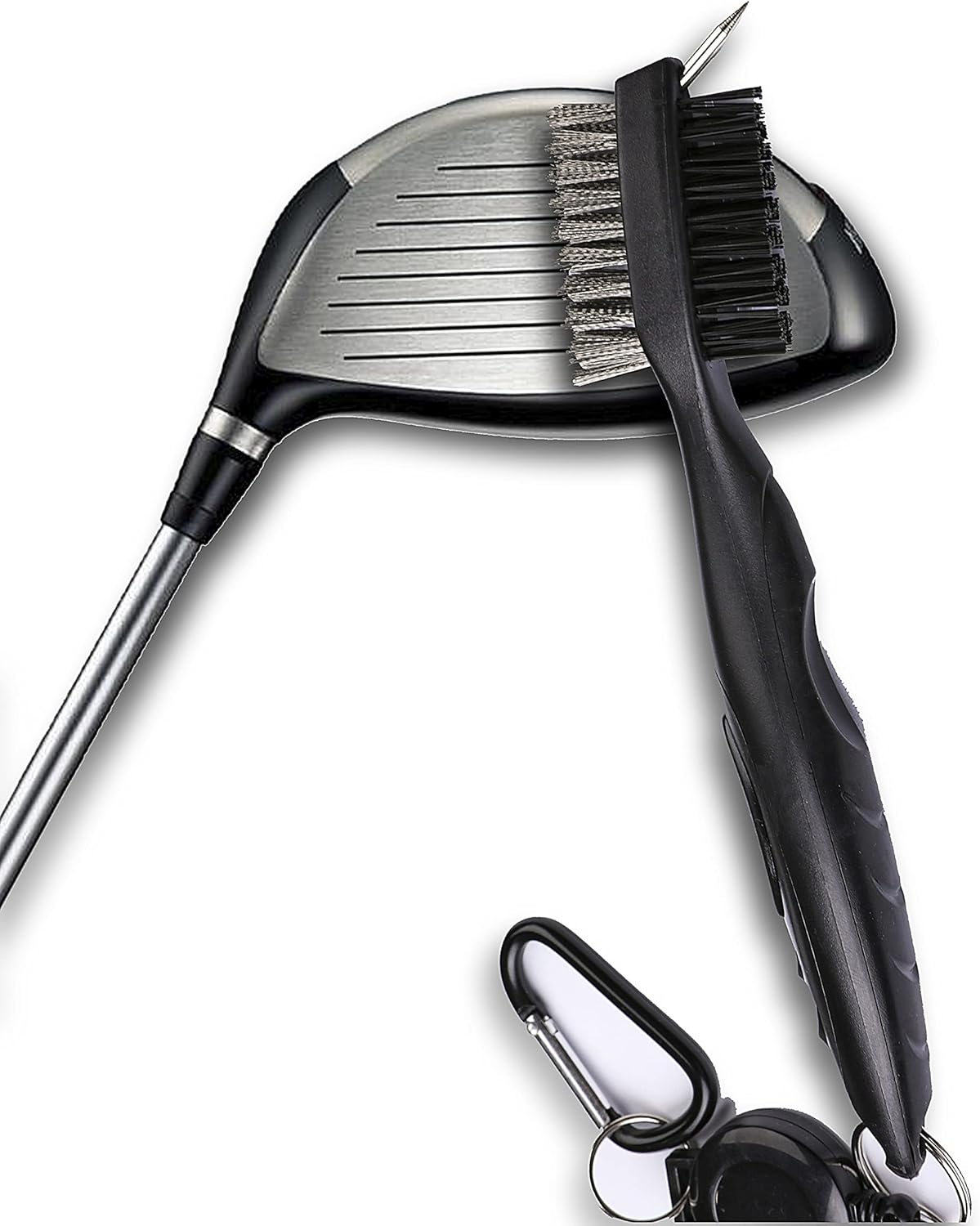 Golf Towels, Microfiber Waffle Pattern Tri-fold Golf Towel - Brush Tool Kit with Club Groove Cleaner, with Clip Men Women Golf Gifts (Yellow Towel+Black Brush)
