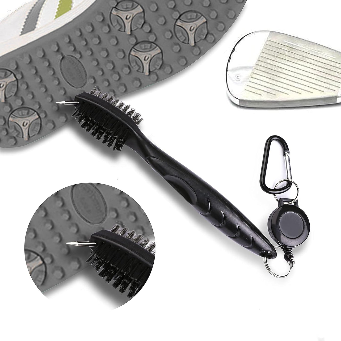 Golf Towels, Microfiber Waffle Pattern Tri-fold Golf Towel - Brush Tool Kit with Club Groove Cleaner, with Clip Men Women Golf Gifts (Yellow Towel+Black Brush)