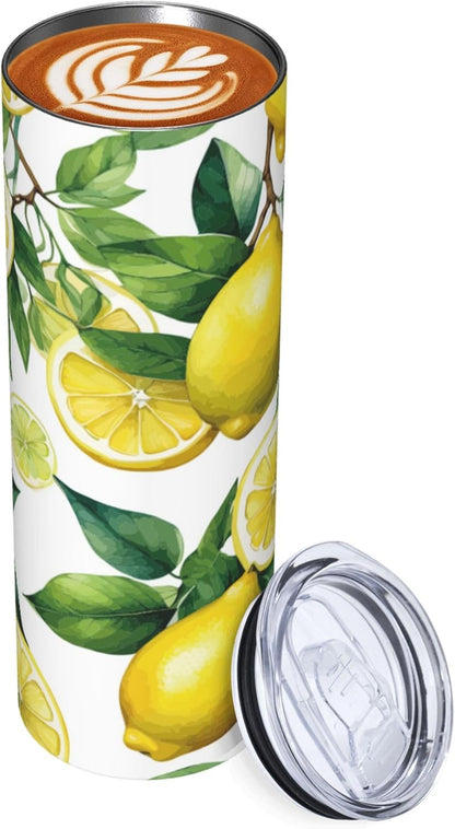 Lemon Tumbler Stainless Steel Vacuum Insulated Coffee Mugs Cup Travel Mug 20 OZ For Home Office Sport Party Gifts…