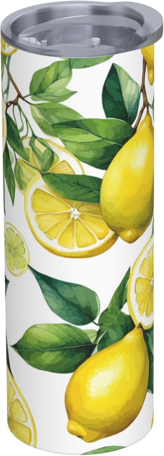 Lemon Tumbler Stainless Steel Vacuum Insulated Coffee Mugs Cup Travel Mug 20 OZ For Home Office Sport Party Gifts…