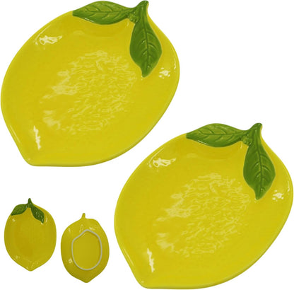 2 Pcs Spoon Rest, Spoon Rest for Stove Top, Ceramic Spoon Rack for Kitchen Countertop, Suitable for Cooking Housewarming Wedding Gift (Yellow Lemon)