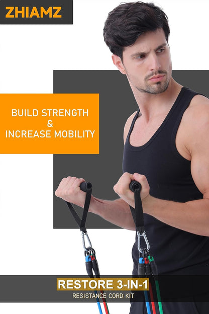 Resistance Bands with Handles, Exercise Bands with Handles, Door Anchor | Physical Therapy & Rehab, Home Workout Pilates Yoga, Non-Slip Handles, Portable Travel, TPE