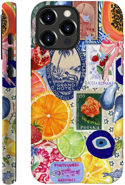 Compatible with for iPhone 16 Pro,Fruit Lemon European Summer Collage Phone Case for Girl Women Boy Men,Scratch Resistant Shockproof Cover Phone Case for iPhone 16 Pro