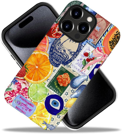 Compatible with for iPhone 16 Pro,Fruit Lemon European Summer Collage Phone Case for Girl Women Boy Men,Scratch Resistant Shockproof Cover Phone Case for iPhone 16 Pro