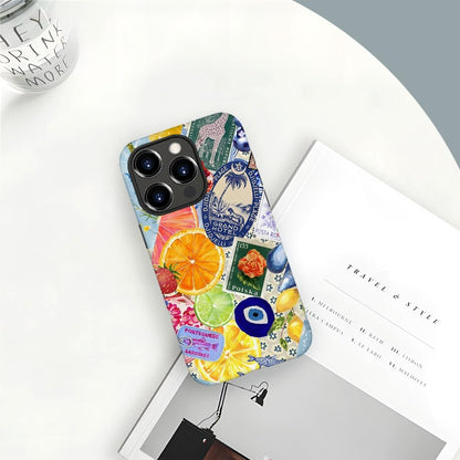 Compatible with for iPhone 16 Pro,Fruit Lemon European Summer Collage Phone Case for Girl Women Boy Men,Scratch Resistant Shockproof Cover Phone Case for iPhone 16 Pro