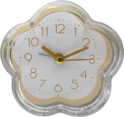 Small Cute Alarm Clock, Low Noise Transparent Alarm Clock Flower Shape Tableclock Loud Twin Bell Battery Operated for Living Room Bedroom Bedside Desktop (Yellow)