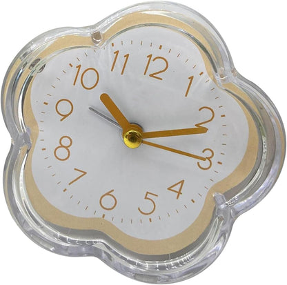 Small Cute Alarm Clock, Low Noise Transparent Alarm Clock Flower Shape Tableclock Loud Twin Bell Battery Operated for Living Room Bedroom Bedside Desktop (Yellow)