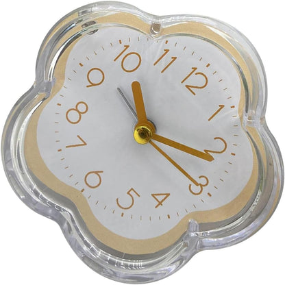 Small Cute Alarm Clock, Low Noise Transparent Alarm Clock Flower Shape Tableclock Loud Twin Bell Battery Operated for Living Room Bedroom Bedside Desktop (Yellow)