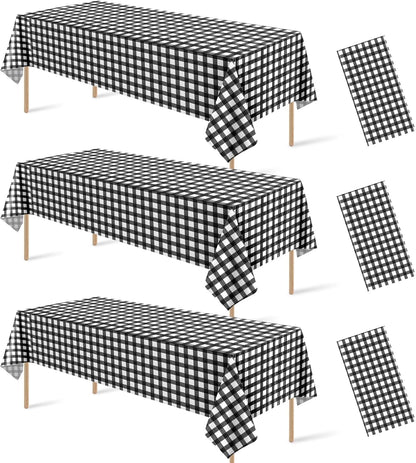 3 Pcs Yellow Gingham Tablecloth Decorations, Disposable Plastic Yellow Checkered Tablecloth Buffalo Plaid Table Cover for Baby Shower Bridal Wedding Birthday Party Supplies,54 x 108 Inch