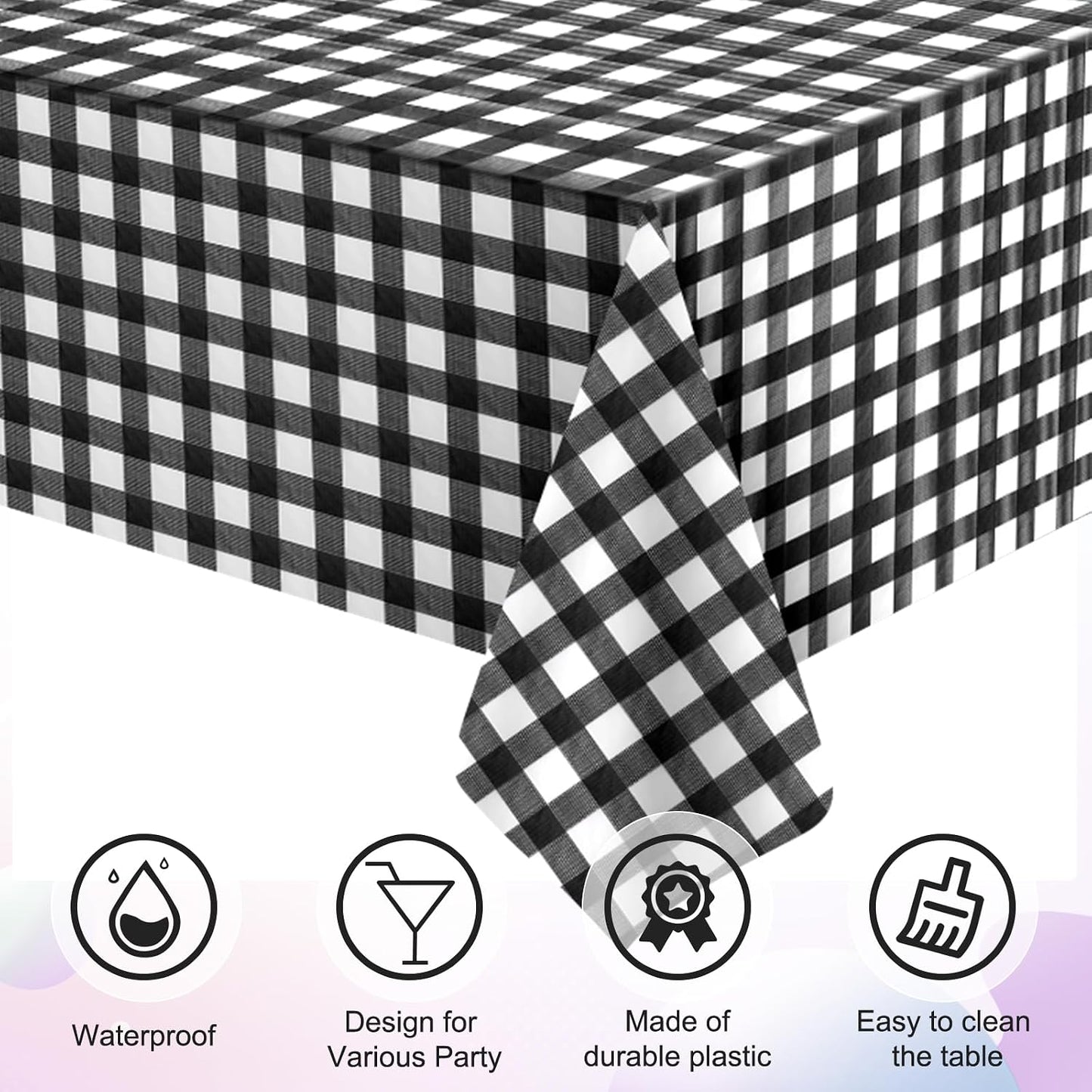 3 Pcs Yellow Gingham Tablecloth Decorations, Disposable Plastic Yellow Checkered Tablecloth Buffalo Plaid Table Cover for Baby Shower Bridal Wedding Birthday Party Supplies,54 x 108 Inch