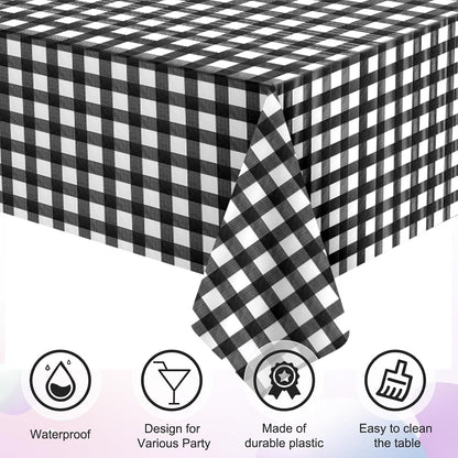 3 Pcs Yellow Gingham Tablecloth Decorations, Disposable Plastic Yellow Checkered Tablecloth Buffalo Plaid Table Cover for Baby Shower Bridal Wedding Birthday Party Supplies,54 x 108 Inch