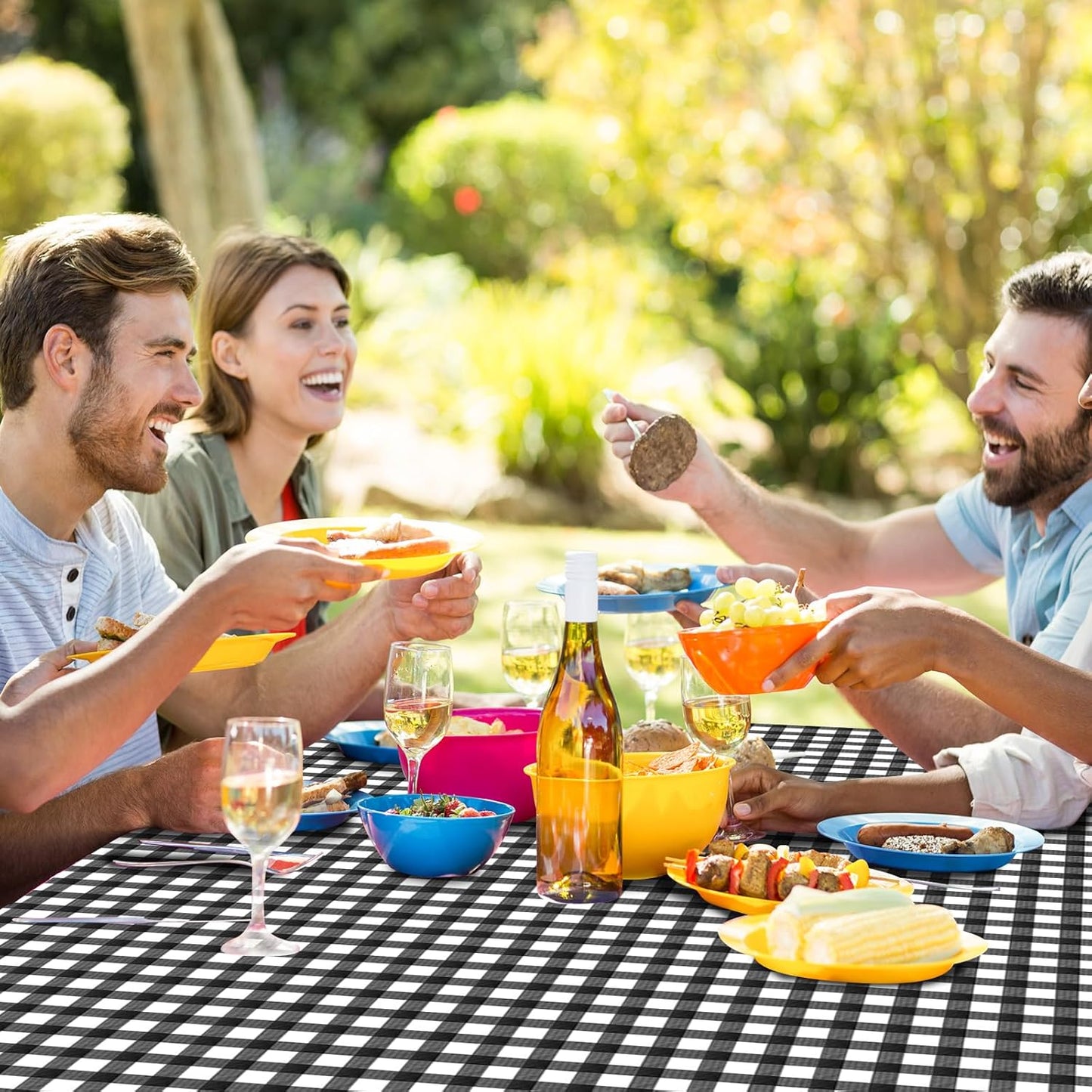 3 Pcs Yellow Gingham Tablecloth Decorations, Disposable Plastic Yellow Checkered Tablecloth Buffalo Plaid Table Cover for Baby Shower Bridal Wedding Birthday Party Supplies,54 x 108 Inch