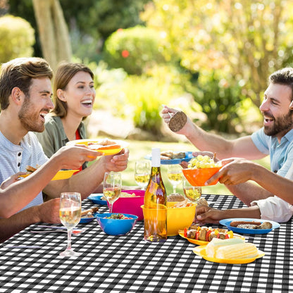 3 Pcs Yellow Gingham Tablecloth Decorations, Disposable Plastic Yellow Checkered Tablecloth Buffalo Plaid Table Cover for Baby Shower Bridal Wedding Birthday Party Supplies,54 x 108 Inch
