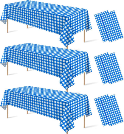 3 Pcs Yellow Gingham Tablecloth Decorations, Disposable Plastic Yellow Checkered Tablecloth Buffalo Plaid Table Cover for Baby Shower Bridal Wedding Birthday Party Supplies,54 x 108 Inch