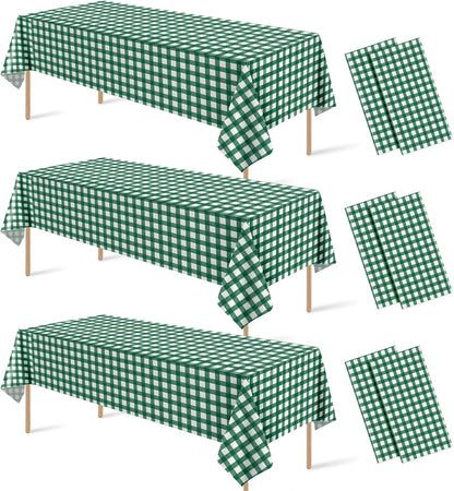 3 Pcs Yellow Gingham Tablecloth Decorations, Disposable Plastic Yellow Checkered Tablecloth Buffalo Plaid Table Cover for Baby Shower Bridal Wedding Birthday Party Supplies,54 x 108 Inch