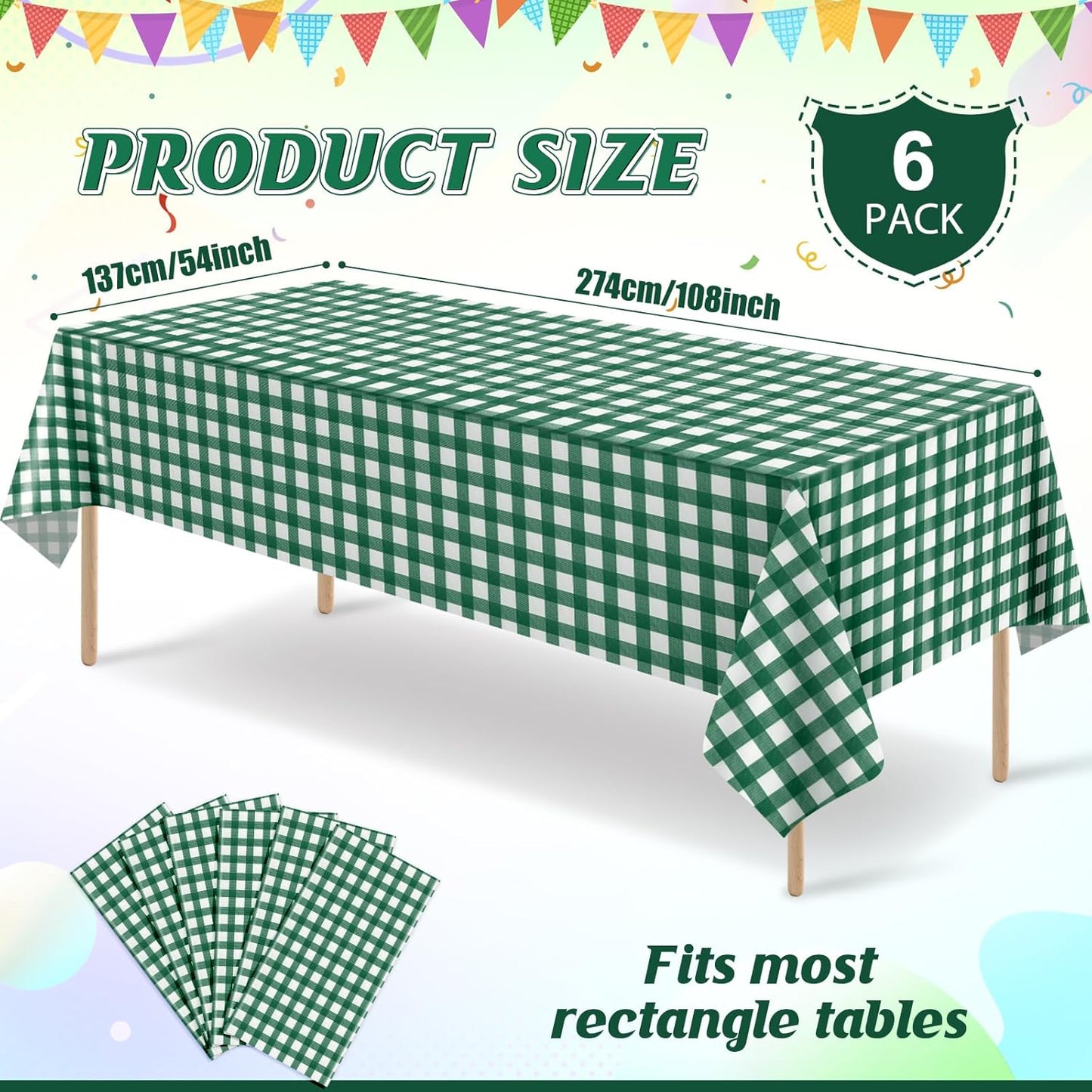 3 Pcs Yellow Gingham Tablecloth Decorations, Disposable Plastic Yellow Checkered Tablecloth Buffalo Plaid Table Cover for Baby Shower Bridal Wedding Birthday Party Supplies,54 x 108 Inch