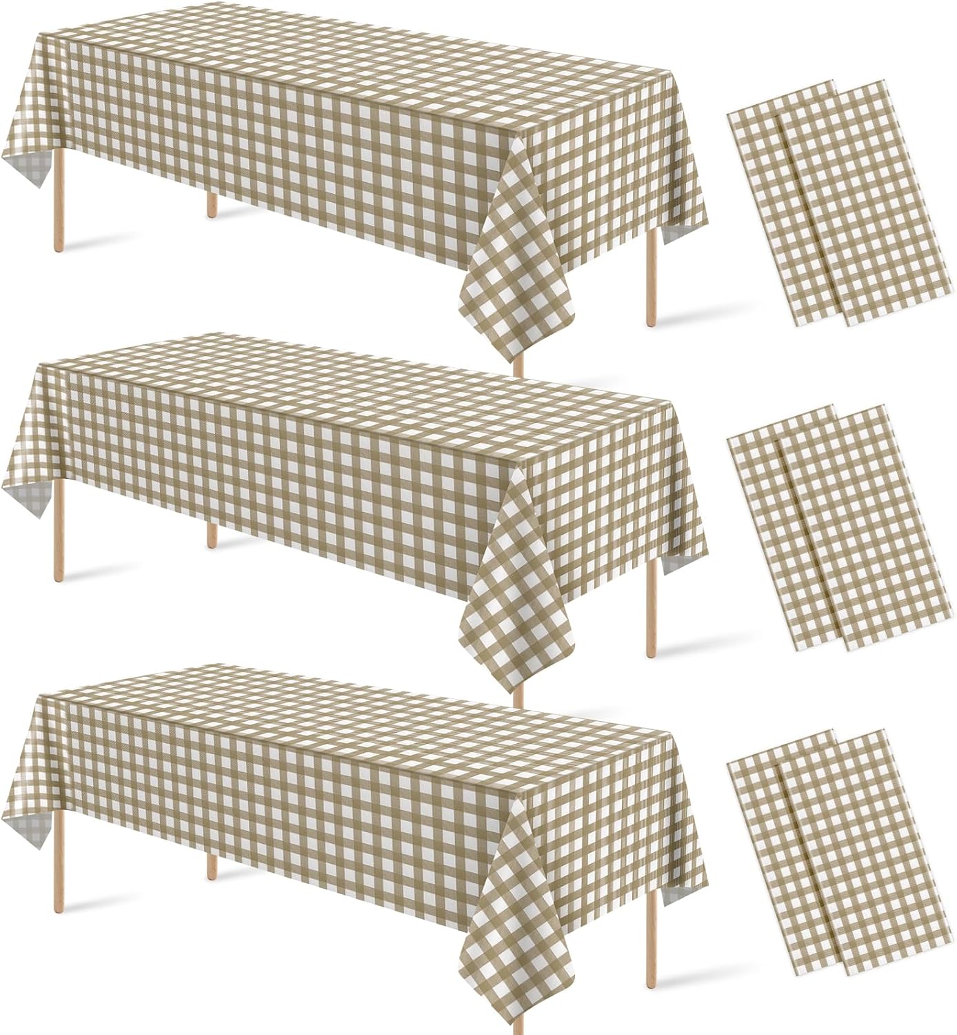 3 Pcs Yellow Gingham Tablecloth Decorations, Disposable Plastic Yellow Checkered Tablecloth Buffalo Plaid Table Cover for Baby Shower Bridal Wedding Birthday Party Supplies,54 x 108 Inch