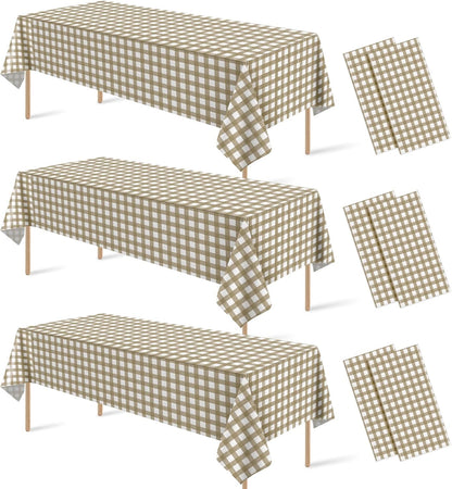 3 Pcs Yellow Gingham Tablecloth Decorations, Disposable Plastic Yellow Checkered Tablecloth Buffalo Plaid Table Cover for Baby Shower Bridal Wedding Birthday Party Supplies,54 x 108 Inch