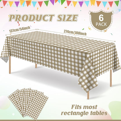 3 Pcs Yellow Gingham Tablecloth Decorations, Disposable Plastic Yellow Checkered Tablecloth Buffalo Plaid Table Cover for Baby Shower Bridal Wedding Birthday Party Supplies,54 x 108 Inch