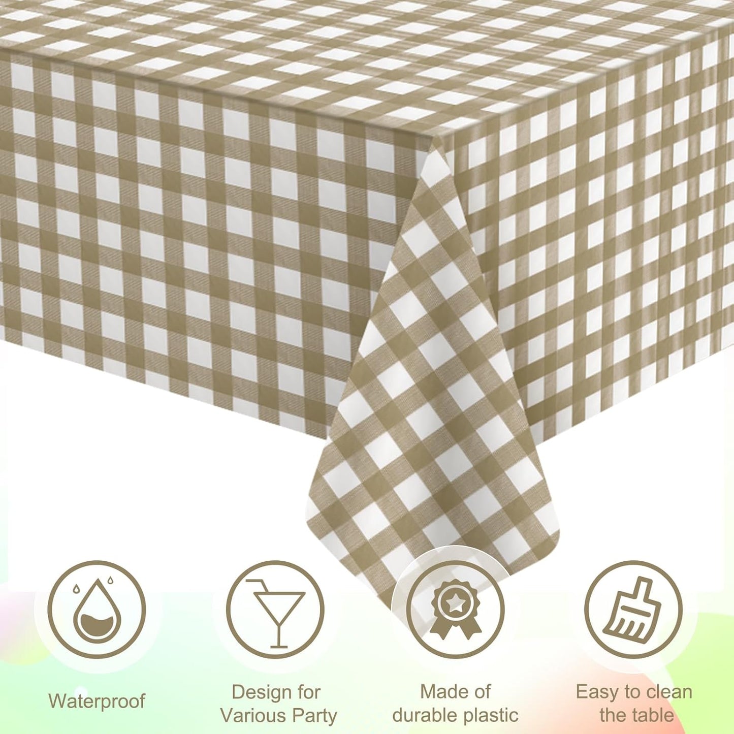 3 Pcs Yellow Gingham Tablecloth Decorations, Disposable Plastic Yellow Checkered Tablecloth Buffalo Plaid Table Cover for Baby Shower Bridal Wedding Birthday Party Supplies,54 x 108 Inch