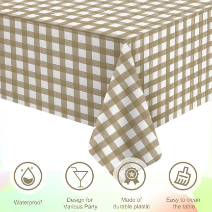 3 Pcs Yellow Gingham Tablecloth Decorations, Disposable Plastic Yellow Checkered Tablecloth Buffalo Plaid Table Cover for Baby Shower Bridal Wedding Birthday Party Supplies,54 x 108 Inch