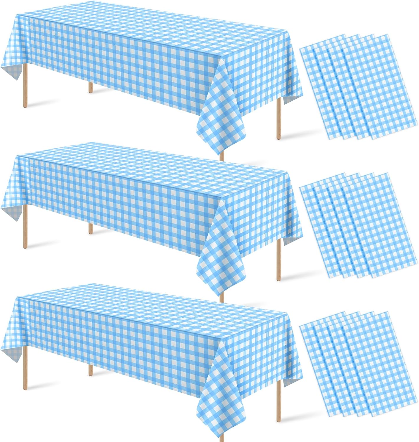 3 Pcs Yellow Gingham Tablecloth Decorations, Disposable Plastic Yellow Checkered Tablecloth Buffalo Plaid Table Cover for Baby Shower Bridal Wedding Birthday Party Supplies,54 x 108 Inch