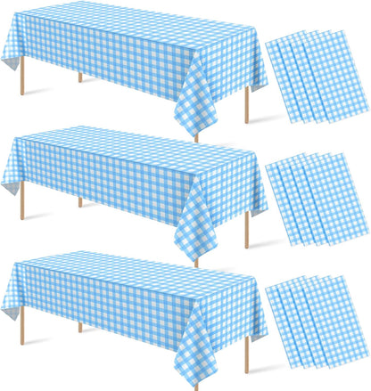 3 Pcs Yellow Gingham Tablecloth Decorations, Disposable Plastic Yellow Checkered Tablecloth Buffalo Plaid Table Cover for Baby Shower Bridal Wedding Birthday Party Supplies,54 x 108 Inch