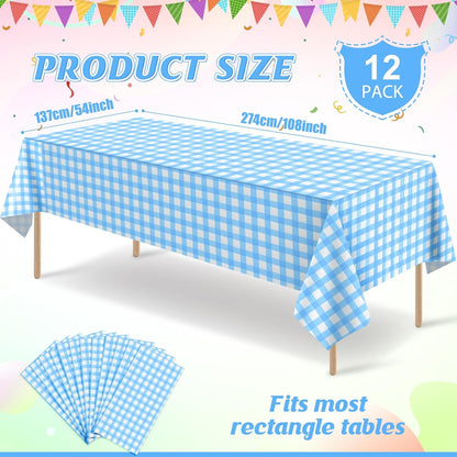 3 Pcs Yellow Gingham Tablecloth Decorations, Disposable Plastic Yellow Checkered Tablecloth Buffalo Plaid Table Cover for Baby Shower Bridal Wedding Birthday Party Supplies,54 x 108 Inch
