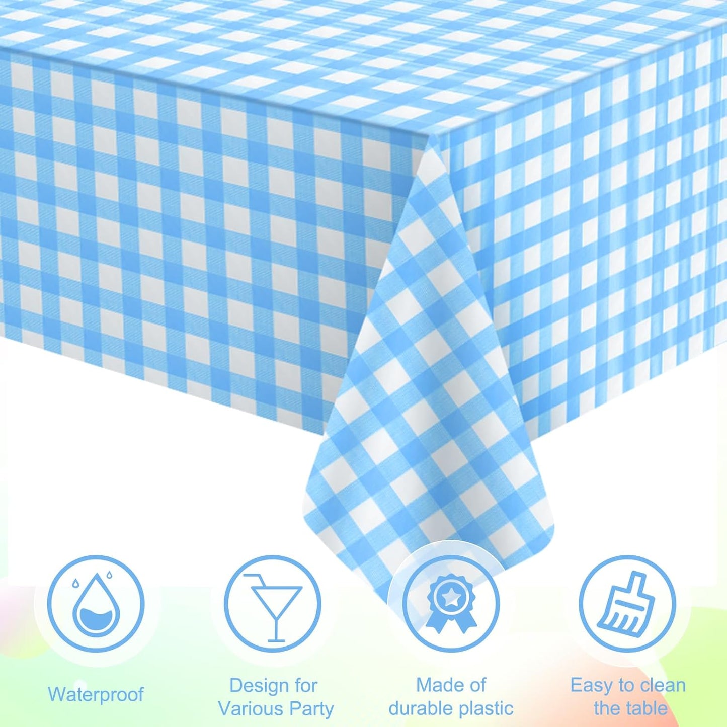 3 Pcs Yellow Gingham Tablecloth Decorations, Disposable Plastic Yellow Checkered Tablecloth Buffalo Plaid Table Cover for Baby Shower Bridal Wedding Birthday Party Supplies,54 x 108 Inch