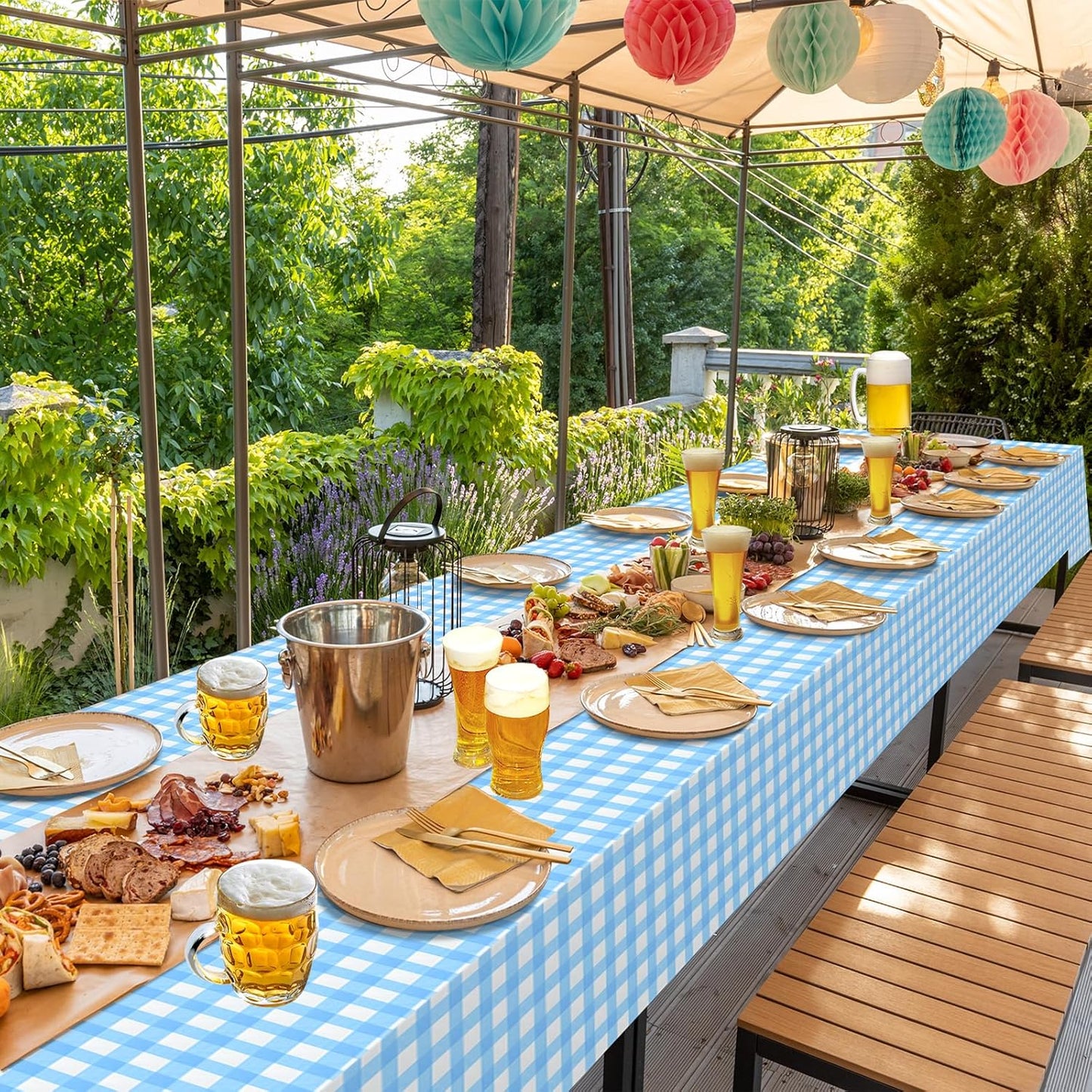3 Pcs Yellow Gingham Tablecloth Decorations, Disposable Plastic Yellow Checkered Tablecloth Buffalo Plaid Table Cover for Baby Shower Bridal Wedding Birthday Party Supplies,54 x 108 Inch