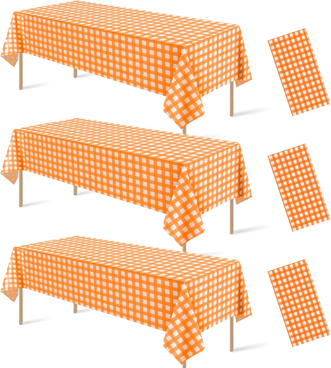 3 Pcs Yellow Gingham Tablecloth Decorations, Disposable Plastic Yellow Checkered Tablecloth Buffalo Plaid Table Cover for Baby Shower Bridal Wedding Birthday Party Supplies,54 x 108 Inch