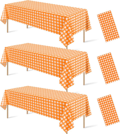 3 Pcs Yellow Gingham Tablecloth Decorations, Disposable Plastic Yellow Checkered Tablecloth Buffalo Plaid Table Cover for Baby Shower Bridal Wedding Birthday Party Supplies,54 x 108 Inch