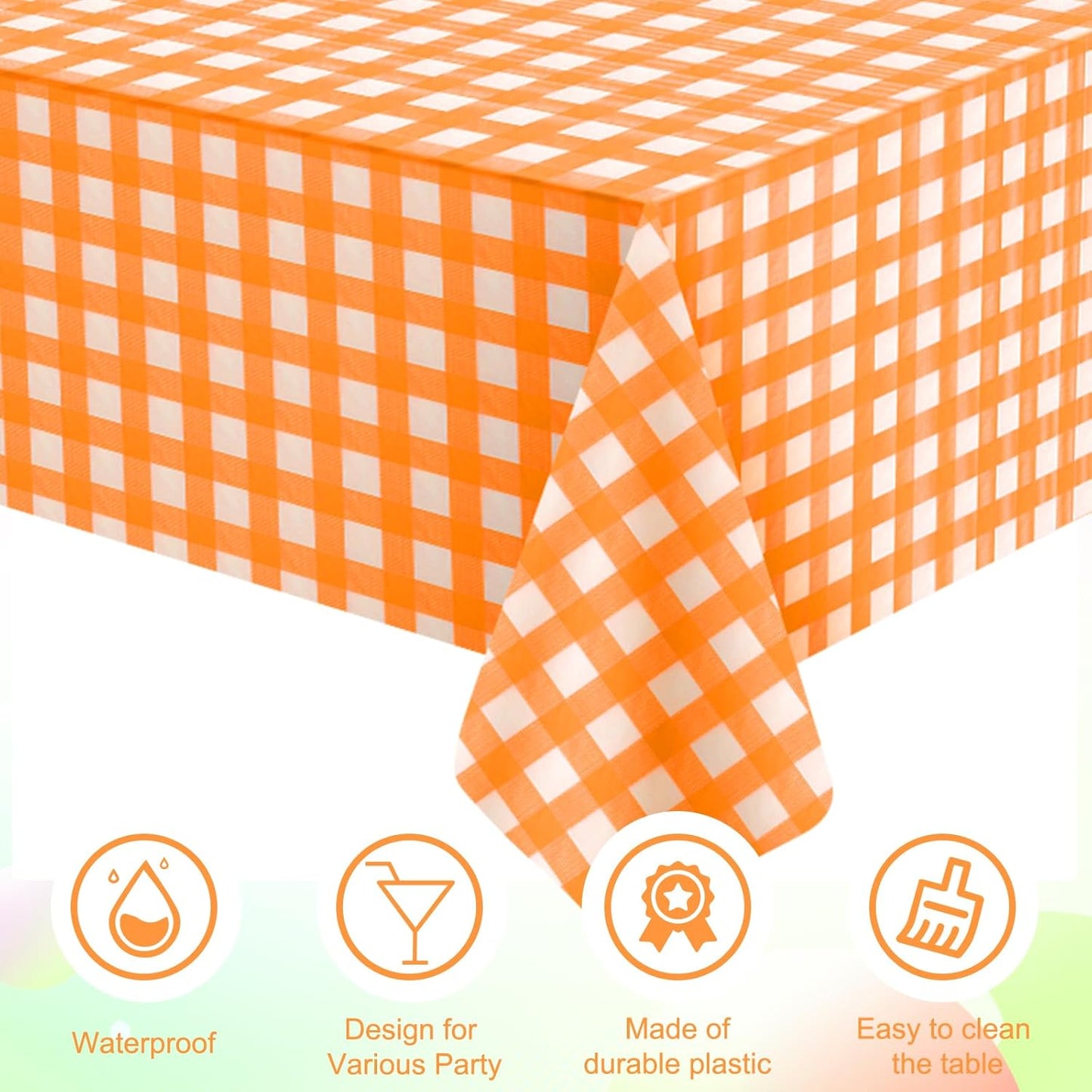3 Pcs Yellow Gingham Tablecloth Decorations, Disposable Plastic Yellow Checkered Tablecloth Buffalo Plaid Table Cover for Baby Shower Bridal Wedding Birthday Party Supplies,54 x 108 Inch
