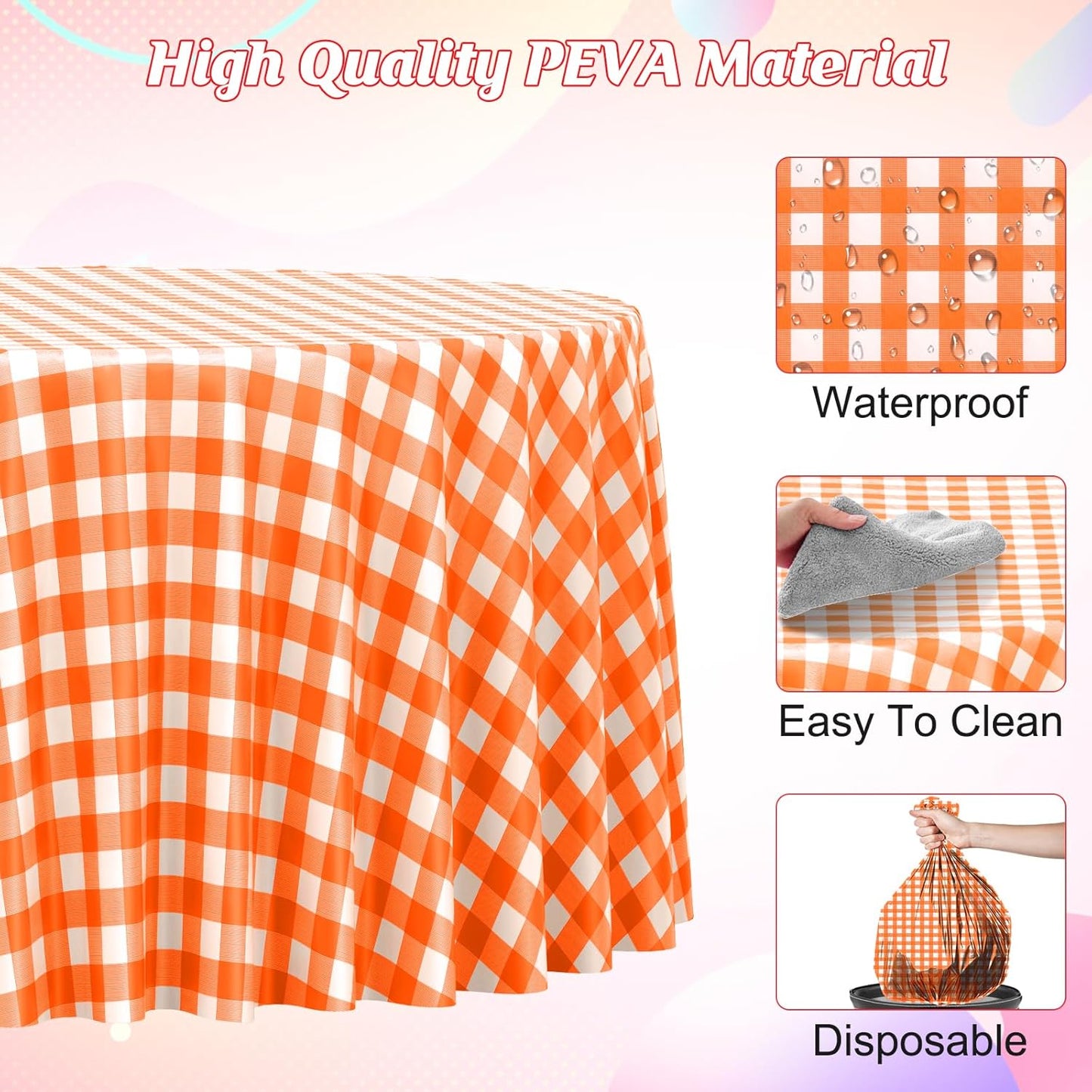 3 Pcs Yellow Gingham Tablecloth Decorations, Disposable Plastic Yellow Checkered Tablecloth Buffalo Plaid Table Cover for Baby Shower Bridal Wedding Birthday Party Supplies,54 x 108 Inch