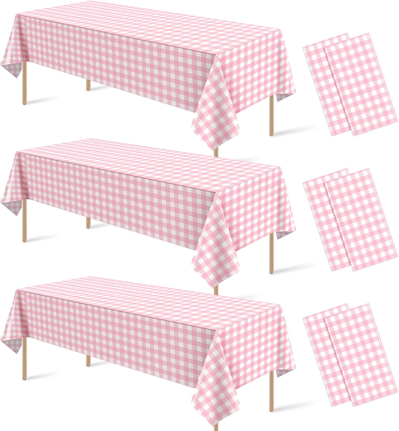 3 Pcs Yellow Gingham Tablecloth Decorations, Disposable Plastic Yellow Checkered Tablecloth Buffalo Plaid Table Cover for Baby Shower Bridal Wedding Birthday Party Supplies,54 x 108 Inch