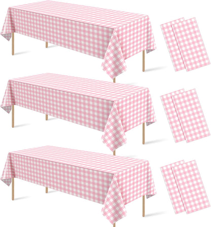3 Pcs Yellow Gingham Tablecloth Decorations, Disposable Plastic Yellow Checkered Tablecloth Buffalo Plaid Table Cover for Baby Shower Bridal Wedding Birthday Party Supplies,54 x 108 Inch