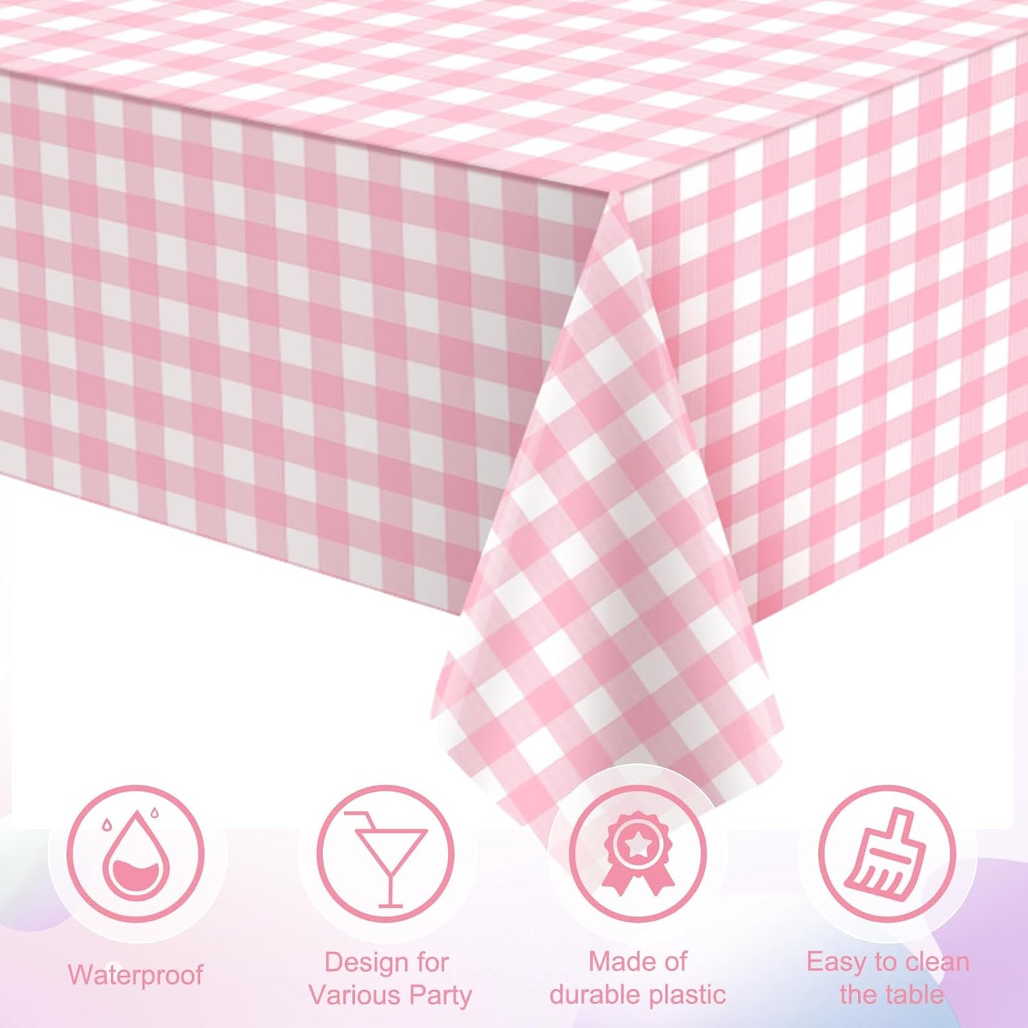 3 Pcs Yellow Gingham Tablecloth Decorations, Disposable Plastic Yellow Checkered Tablecloth Buffalo Plaid Table Cover for Baby Shower Bridal Wedding Birthday Party Supplies,54 x 108 Inch
