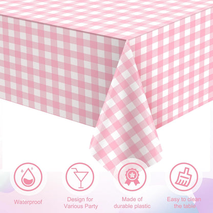 3 Pcs Yellow Gingham Tablecloth Decorations, Disposable Plastic Yellow Checkered Tablecloth Buffalo Plaid Table Cover for Baby Shower Bridal Wedding Birthday Party Supplies,54 x 108 Inch