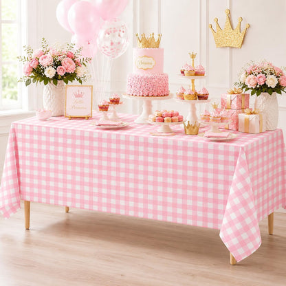 3 Pcs Yellow Gingham Tablecloth Decorations, Disposable Plastic Yellow Checkered Tablecloth Buffalo Plaid Table Cover for Baby Shower Bridal Wedding Birthday Party Supplies,54 x 108 Inch