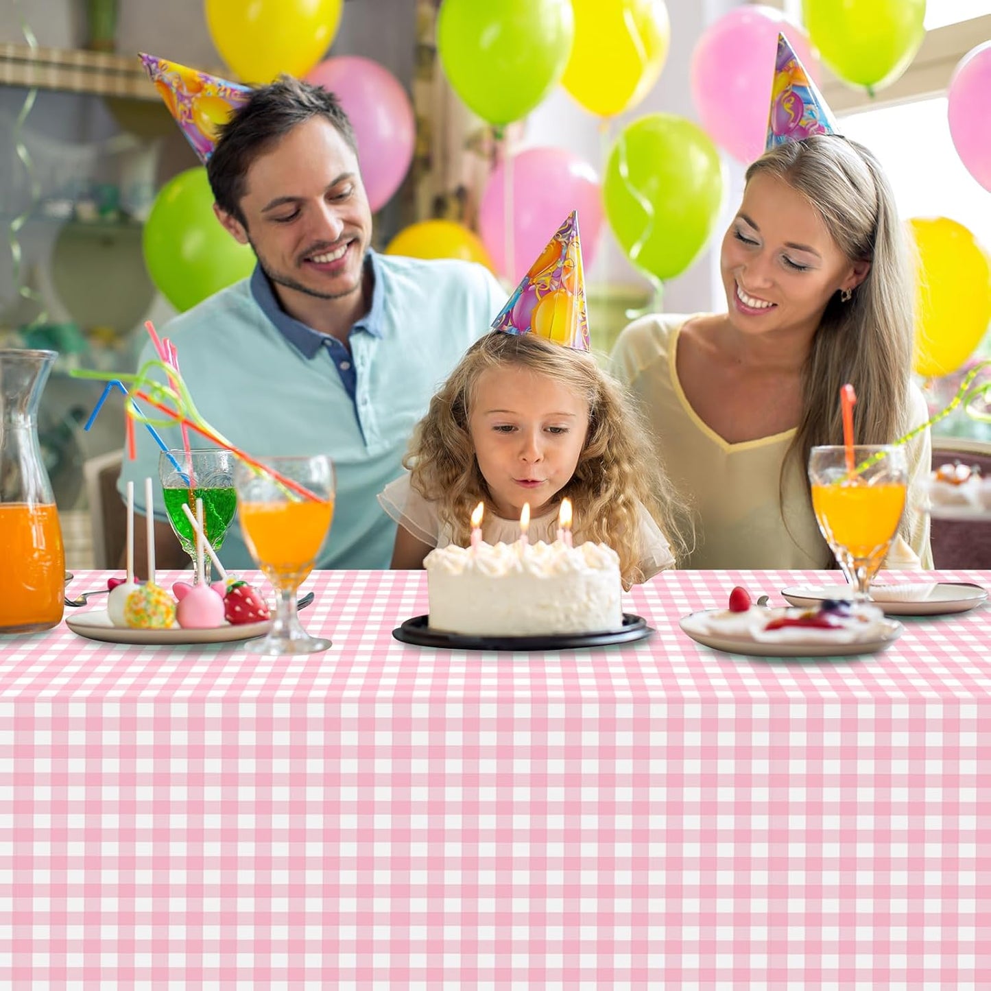 3 Pcs Yellow Gingham Tablecloth Decorations, Disposable Plastic Yellow Checkered Tablecloth Buffalo Plaid Table Cover for Baby Shower Bridal Wedding Birthday Party Supplies,54 x 108 Inch