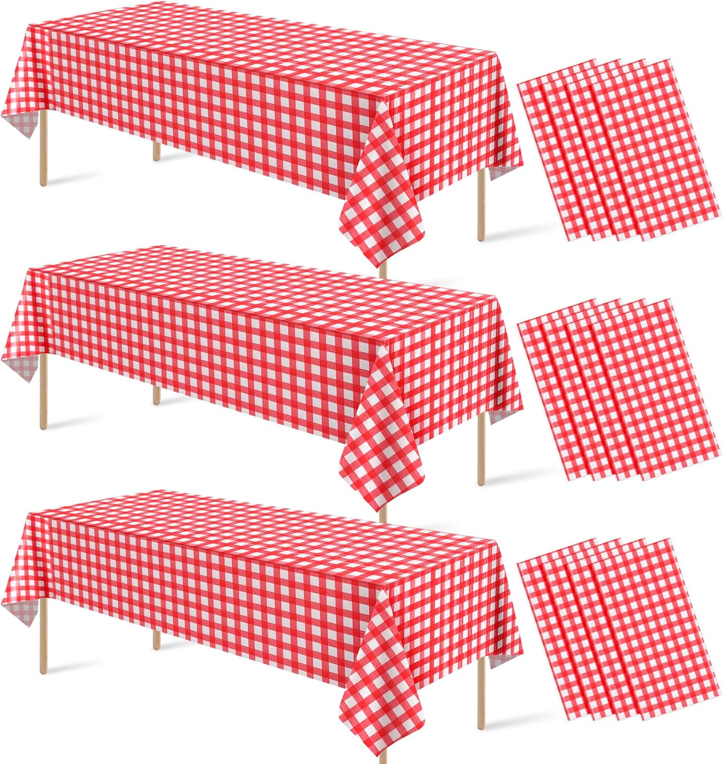 3 Pcs Yellow Gingham Tablecloth Decorations, Disposable Plastic Yellow Checkered Tablecloth Buffalo Plaid Table Cover for Baby Shower Bridal Wedding Birthday Party Supplies,54 x 108 Inch