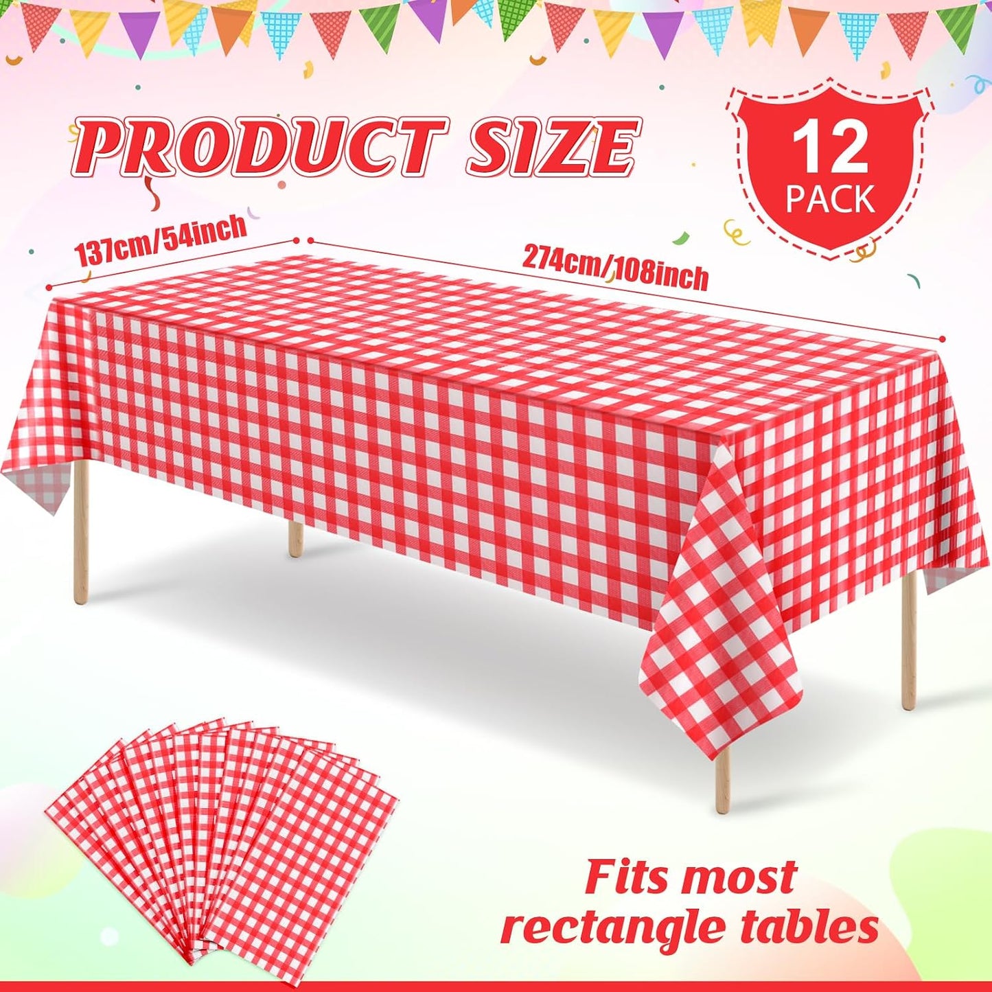 3 Pcs Yellow Gingham Tablecloth Decorations, Disposable Plastic Yellow Checkered Tablecloth Buffalo Plaid Table Cover for Baby Shower Bridal Wedding Birthday Party Supplies,54 x 108 Inch