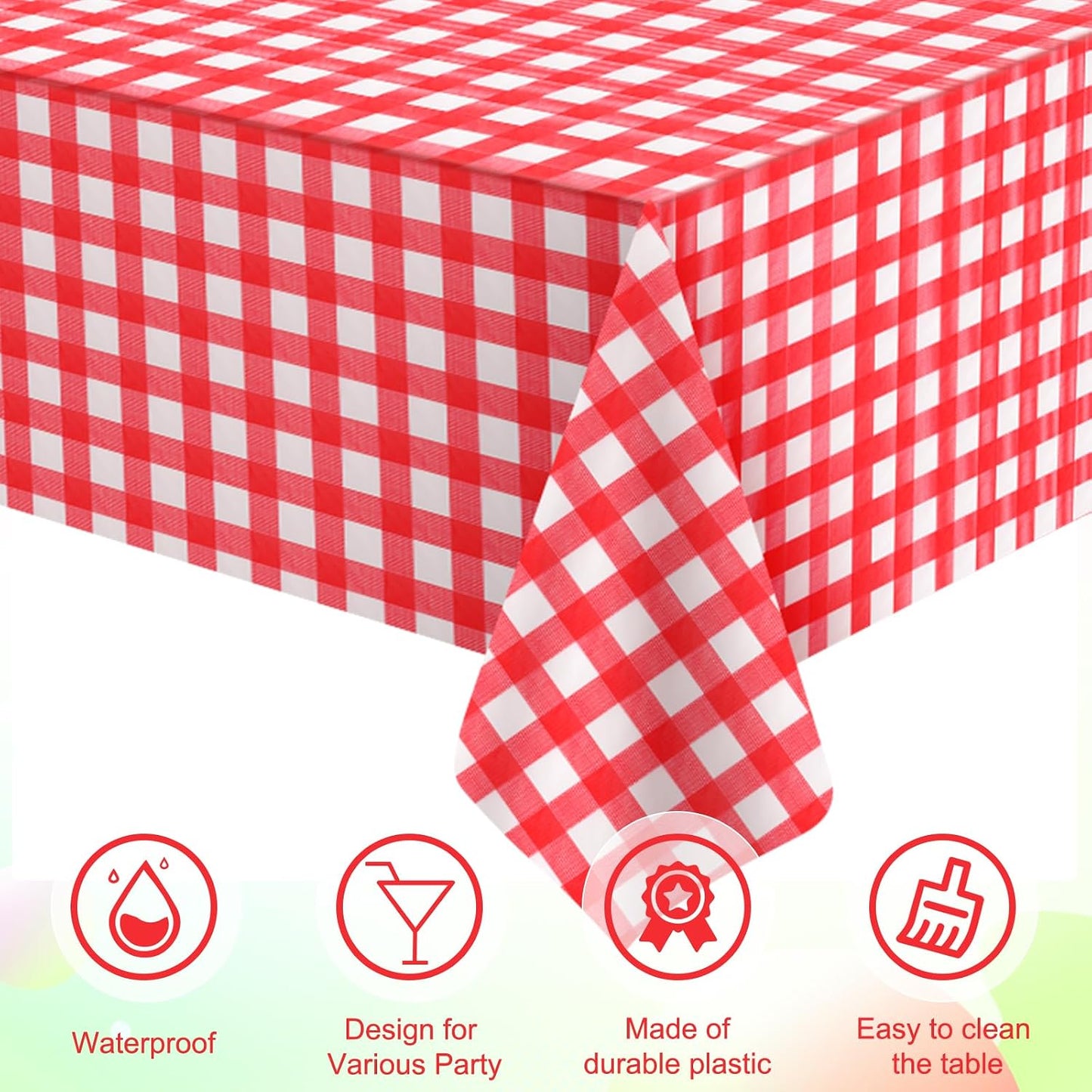 3 Pcs Yellow Gingham Tablecloth Decorations, Disposable Plastic Yellow Checkered Tablecloth Buffalo Plaid Table Cover for Baby Shower Bridal Wedding Birthday Party Supplies,54 x 108 Inch