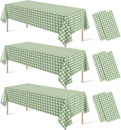 3 Pcs Yellow Gingham Tablecloth Decorations, Disposable Plastic Yellow Checkered Tablecloth Buffalo Plaid Table Cover for Baby Shower Bridal Wedding Birthday Party Supplies,54 x 108 Inch
