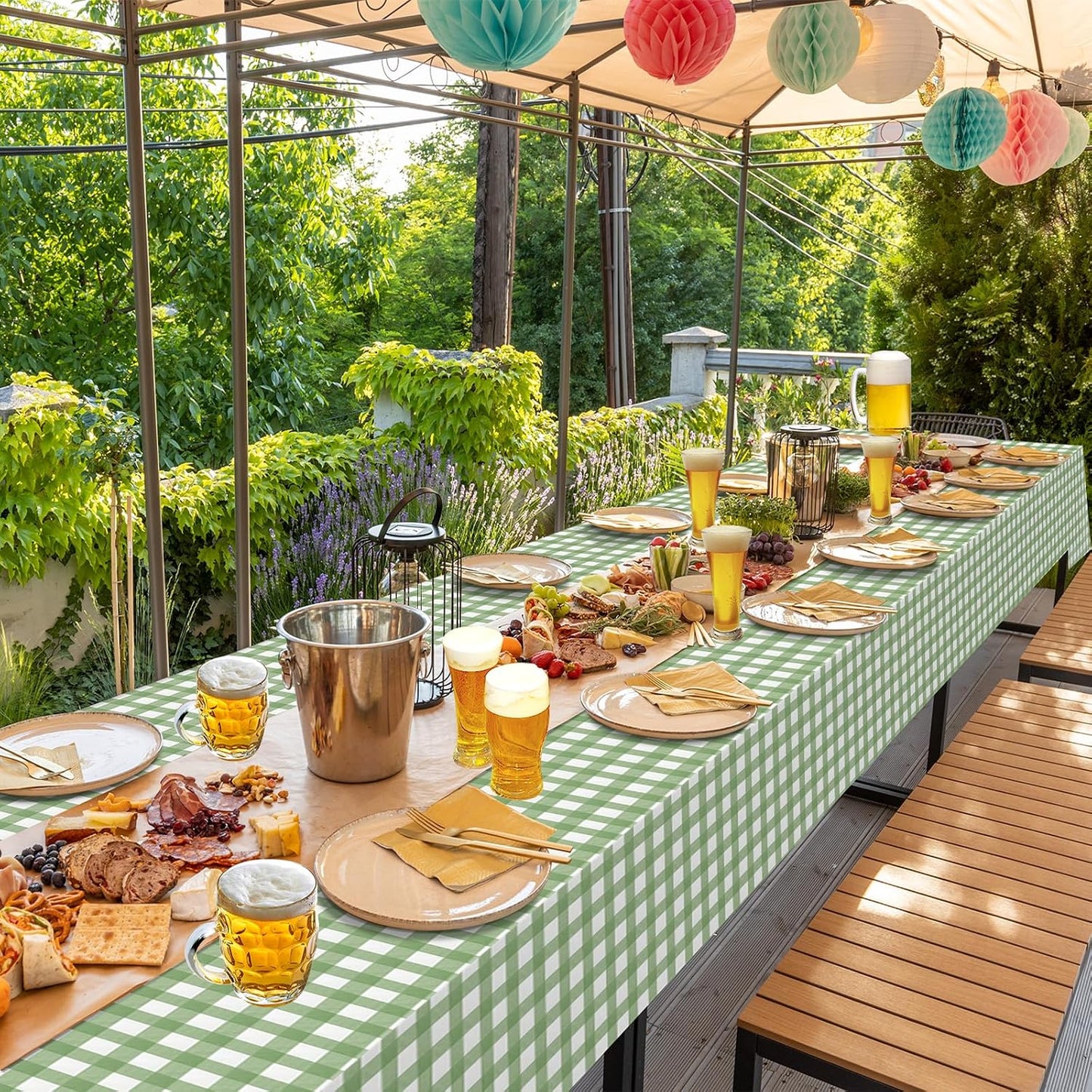 3 Pcs Yellow Gingham Tablecloth Decorations, Disposable Plastic Yellow Checkered Tablecloth Buffalo Plaid Table Cover for Baby Shower Bridal Wedding Birthday Party Supplies,54 x 108 Inch