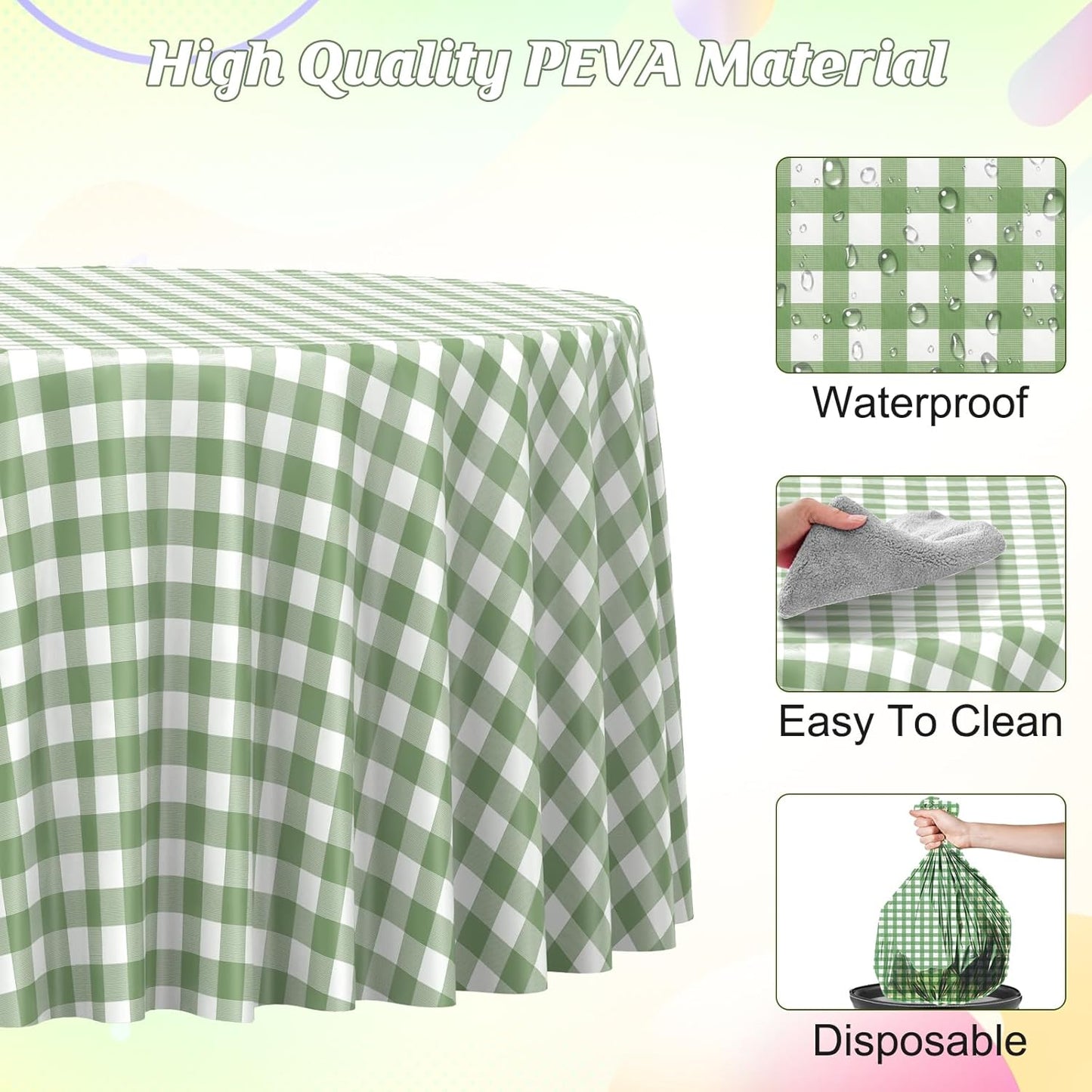 3 Pcs Yellow Gingham Tablecloth Decorations, Disposable Plastic Yellow Checkered Tablecloth Buffalo Plaid Table Cover for Baby Shower Bridal Wedding Birthday Party Supplies,54 x 108 Inch