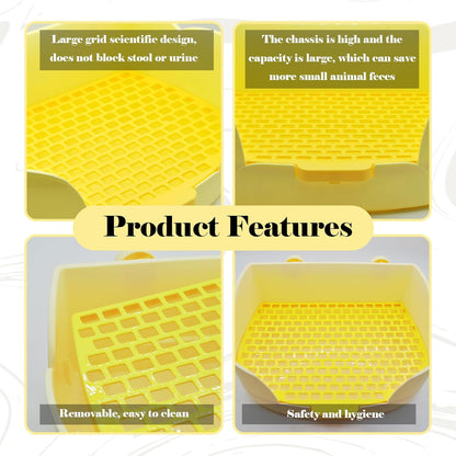 15.1"X11.0" Large Rabbit Litter Box,Plastic Square Rabbits Potty Trainer with Bigger Pan Bunny Corner Toilet Box with Small Animal Disposable Liner for Guinea Pigs Hamster Chinchilla(Yellow)