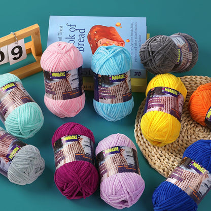 Baby Blanket Yarn for Crocheting - Soft Velvet Fluffy Chenille Yarn for Knitting Amigurumi Making Scarves, Doll - 100g/3.5oz 131 Yards Thick Plush Yarns (1, Golden Yellow)