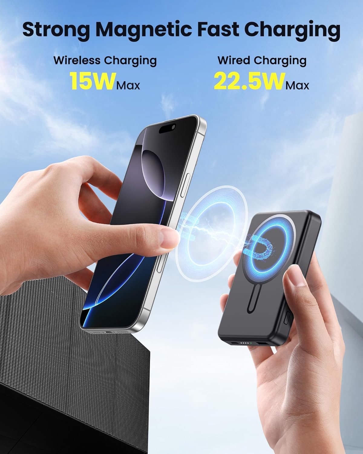 for Magsafe Battery Pack 12000mAh Magnetic Portable Charger Power Bank | PD 22.5W Fast Charging, USB C in&Out Wireless Battery Pack Phone Charger for iPhone 16/15/14/13/12 All Series